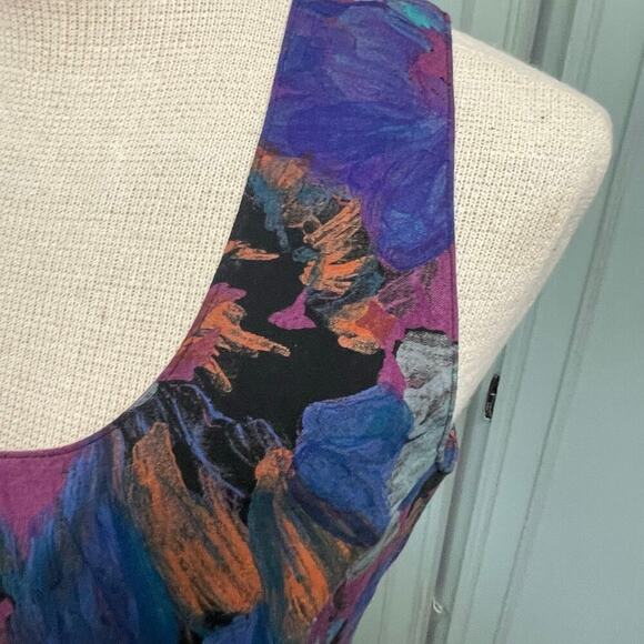 Vtg La Belle Romper 80s 90s Floral Abstract Button Front Made In USA Vintage Sz3 - Picture 5 of 7